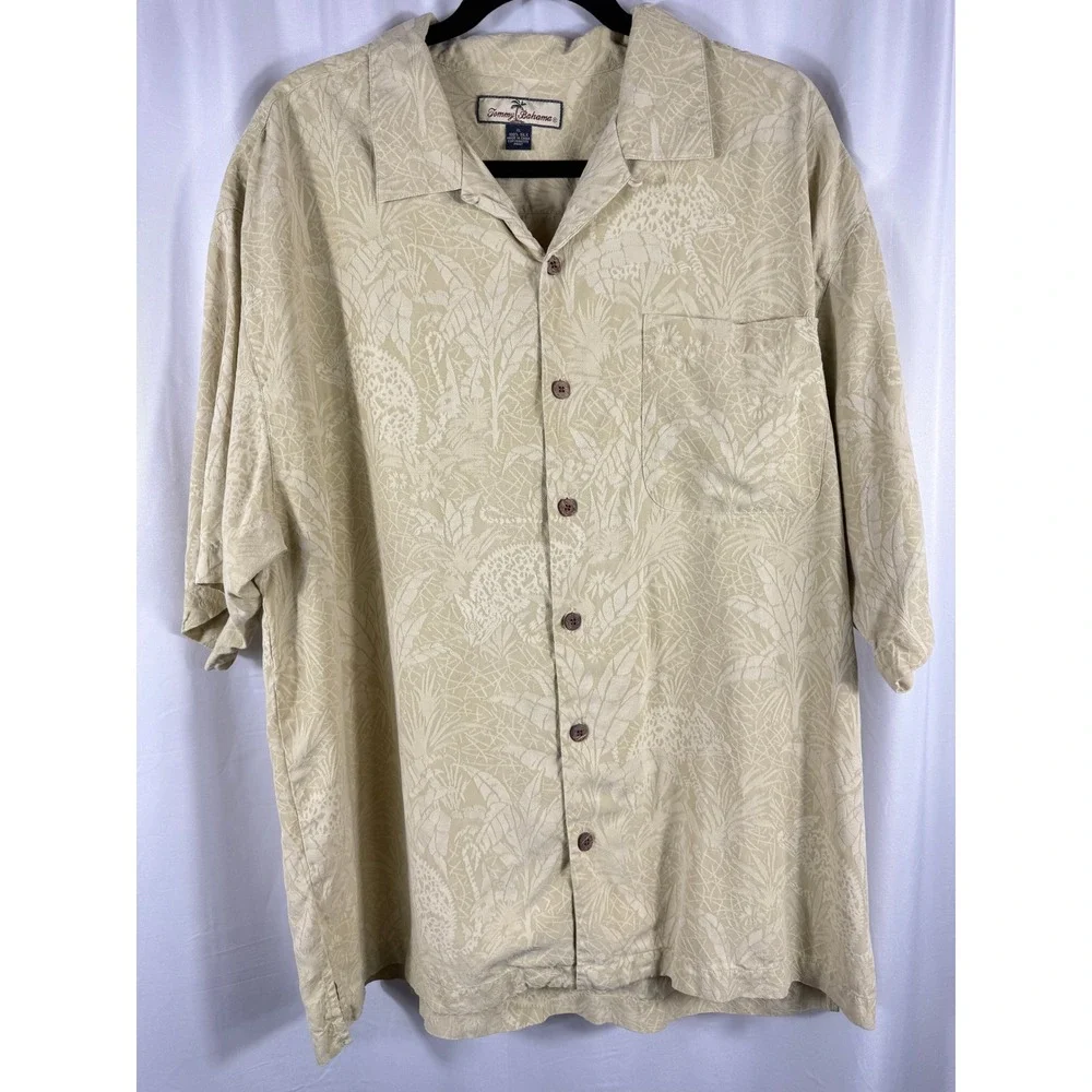 Tommy Bahama Vintage Silk 100% Shirt Mens XL Button‎ Up Tropical